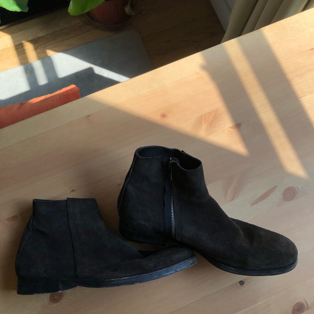 ALLSAINTS dark brow suede boots